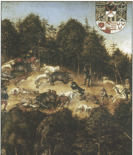 Enlarged fragment of the picture - Deer and Wild Boar Hunt - Lucas Cranach the Elder
