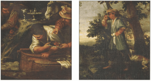 Enlarged fragments of the painting Hunt - Annibale Carracci